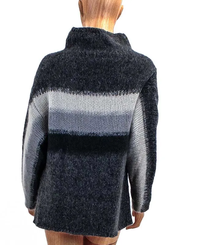 Stripe Knit Turtleneck Sweater