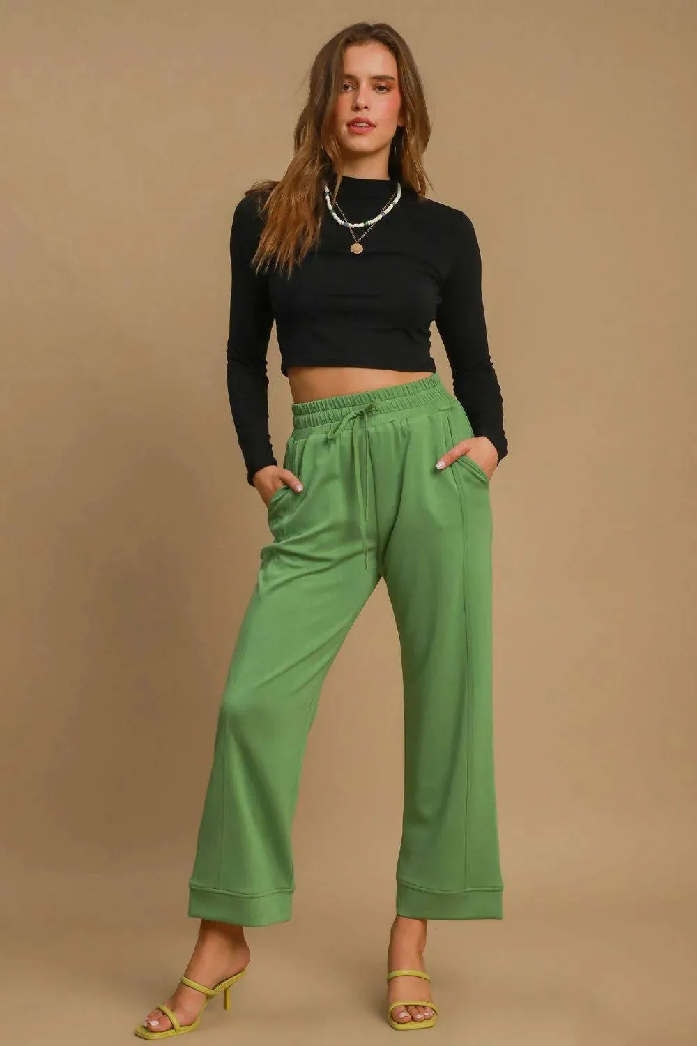 Umgee Drawstring Wide Leg Pants with Pockets