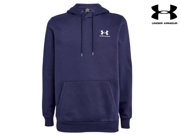 Under Armour Mens Essential Fleece Hoody (Midnight Navy/White)