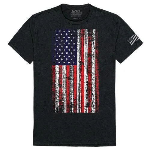 USA Flag Patriotic United We Stand Thin Red Line Freedom Cotton T-Shirts