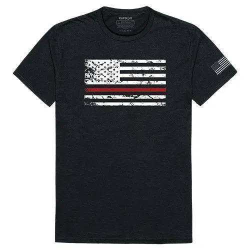 USA Flag Patriotic United We Stand Thin Red Line Freedom Cotton T-Shirts