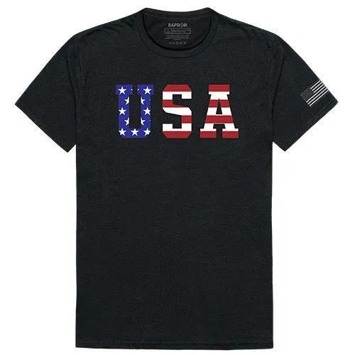 USA Flag Patriotic United We Stand Thin Red Line Freedom Cotton T-Shirts