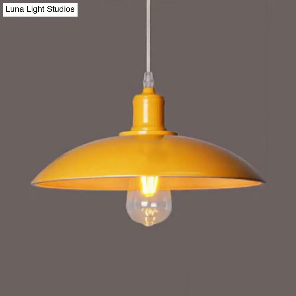 Vintage Metal Saucer Shade Pendant Ceiling Light: Green/Red, Stylish 1-Light Fixture for Table