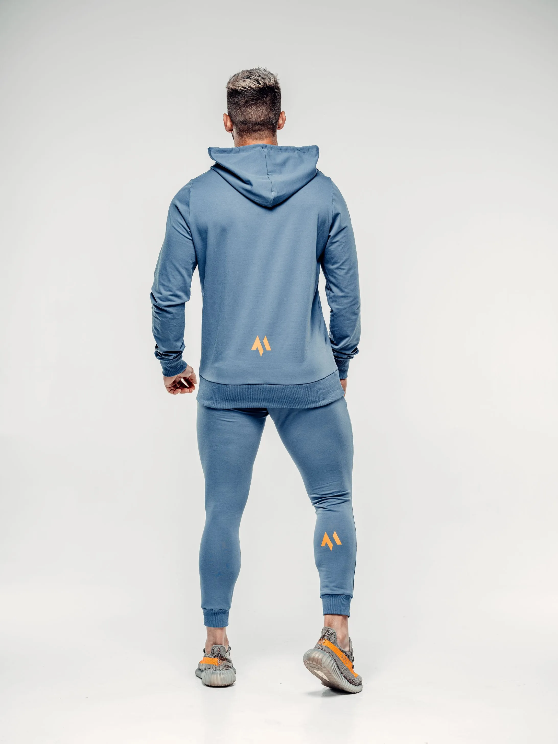 X TAPERED FIT HOODIE  - BLUE STEEL
