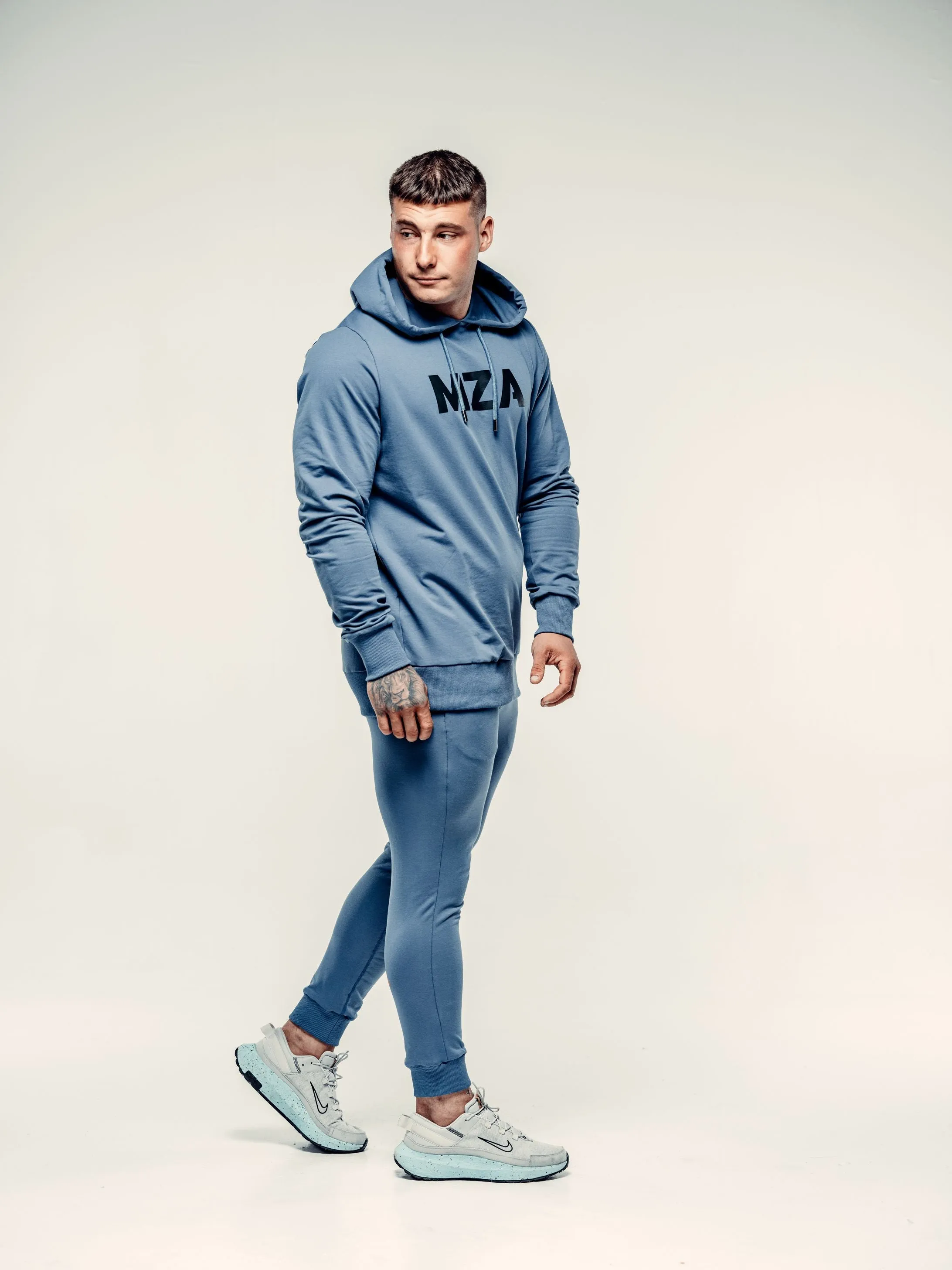 X TAPERED FIT HOODIE  - BLUE STEEL