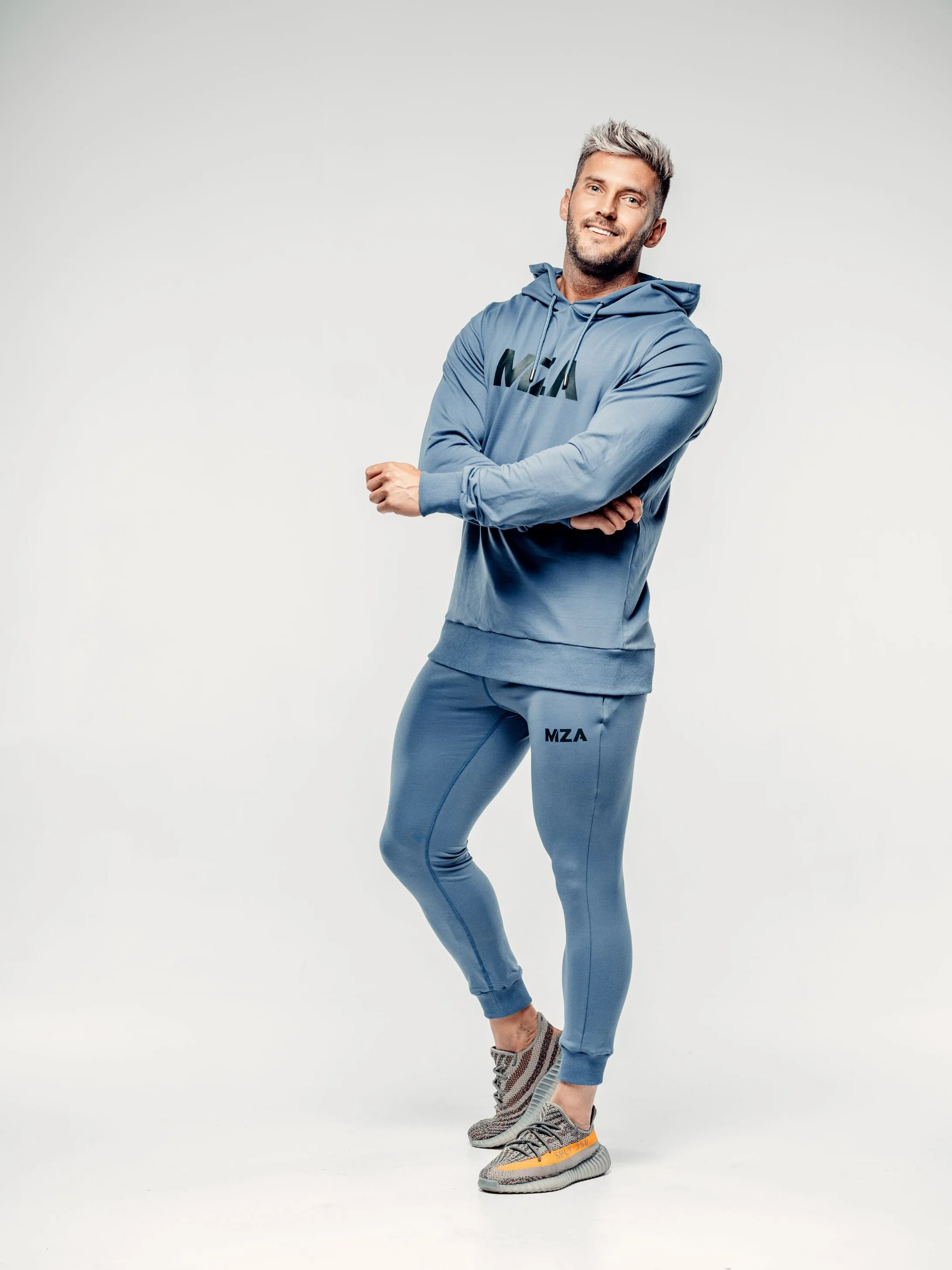 X TAPERED FIT HOODIE  - BLUE STEEL