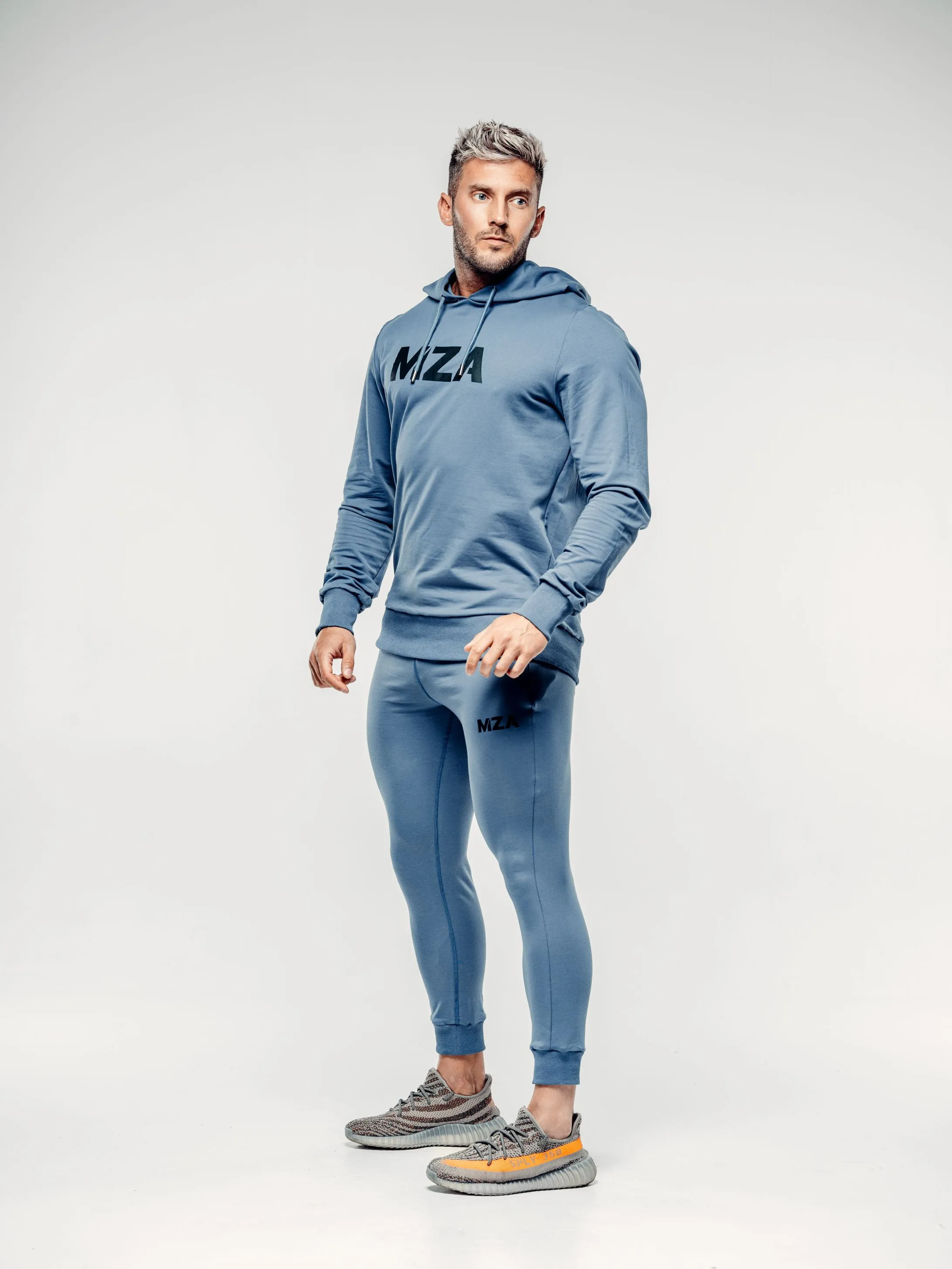 X TAPERED FIT HOODIE  - BLUE STEEL